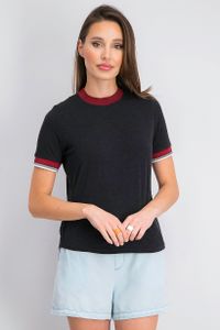 Womens Ringer Tee  Black/Maroon
