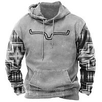 Men's Pullover Hoodie Sweatshirt Black Navy Blue Khaki Gray Hooded Color Block Bohemian Style Graphic Prints Print Daily Sports 3D Print Streetwear Designer Basic Spring   Fall Clothing Apparel Lightinthebox - thumbnail