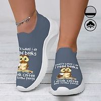 Women's Sneakers Slip-Ons Print Shoes Animal Print Plus Size Outdoor Daily Bird Slogan Flat Heel Fashion Casual Tissage Volant Pink Blue Gray Lightinthebox - thumbnail