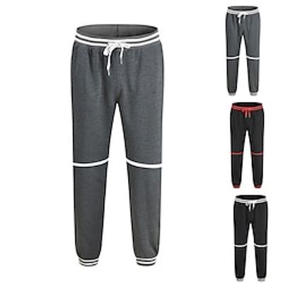 Men's Sweatpants Joggers Pocket Drawstring Elastic Waist Stripe Comfort Breathable Outdoor Daily Going out Fashion Casual Black White miniinthebox