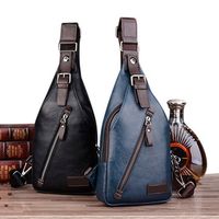 Men PU Leather Retro Chest Bag