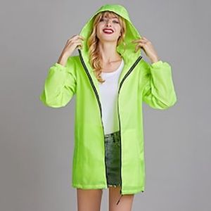 Women's Rain Poncho Waterproof Hiking Jacket Rain Jacket Outdoor Waterproof Breathable Quick Dry Lightweight Outerwear Raincoat Trench Coat Hunting Fishing Climbing fluorescent green Black Silver Lightinthebox
