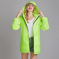 Women's Rain Poncho Waterproof Hiking Jacket Rain Jacket Outdoor Waterproof Breathable Quick Dry Lightweight Outerwear Raincoat Trench Coat Hunting Fishing Climbing fluorescent green Black Silver Lightinthebox - thumbnail