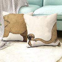 2 pcs linen pillowcase printed with a simple casual square traditional classic miniinthebox