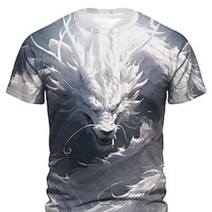 Graphic Animal Dragon Daily Designer Retro Vintage Men's 3D Print T shirt Tee Sports Outdoor Holiday Going out T shirt Purple Khaki Gray Short Sleeve Crew Neck Shirt Spring  Summer Clothing Apparel Lightinthebox