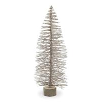 Glitter Christmas Tree On Wooden Base, Gold - 55 cm