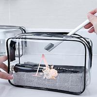 1PC Waterproof Travel And Office Storage Bag With Small Letters Transparent Makeup Bag With Zipper Toiletries Carrying Bag Portable Transparent Zipper Storage Bag Men'S And Women'S Travel And Orga Lightinthebox