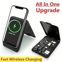 9 In 1 Wireless Charger Phone Cable Holder Stander Fast Charging Multi-Functional Cable Adapter Needle And Sim Card Storage Urban Survival For IPhone 14 13 12 Samsung Note miniinthebox