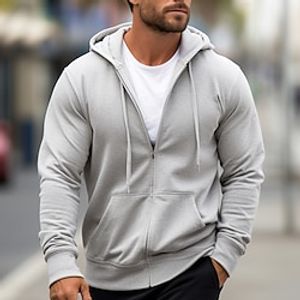 Men's Hoodie Black Gray Hooded Plain Sports  Outdoor Daily Holiday Streetwear Cool Casual Spring   Fall Clothing Apparel Hoodies Sweatshirts  Long Sleeve miniinthebox