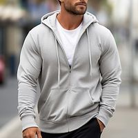 Men's Hoodie Black Gray Hooded Plain Sports  Outdoor Daily Holiday Streetwear Cool Casual Spring   Fall Clothing Apparel Hoodies Sweatshirts  Long Sleeve miniinthebox - thumbnail