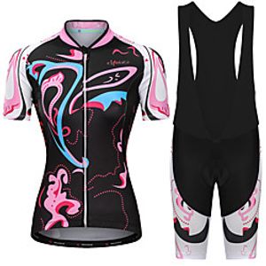 Malciklo Women's Short Sleeve Cycling Jersey with Bib Tights Summer Black  Red Black - Women White Novelty British Bike Quick Dry Sports Novelty Clothing Apparel  Micro-elastic Lightinthebox