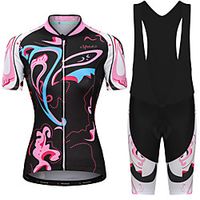 Malciklo Women's Short Sleeve Cycling Jersey with Bib Tights Summer Black  Red Black - Women White Novelty British Bike Quick Dry Sports Novelty Clothing Apparel  Micro-elastic Lightinthebox - thumbnail