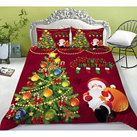 Christmas Santa Claus Printed 3-Piece Duvet Cover Set Hotel Bedding Sets Comforter Cover with Soft Lightweight Microfiber, Include 1 Duvet Cover, 2 Pillowcases for Double/Queen/King(1 Pillowcase for Twin/Single) miniinthebox - thumbnail