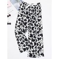 Women's Loungewear Pants Heart Geometic Casual Comfort Soft Home Daily Vacation Rayon Breathable Pant Elastic Waist Summer Spring Black White Lightinthebox - thumbnail