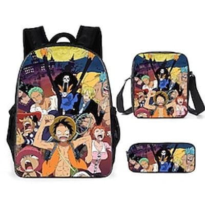One Piece Cartoon School Bag Primary School Student Backpack Backpack Three-piece Set Lightinthebox