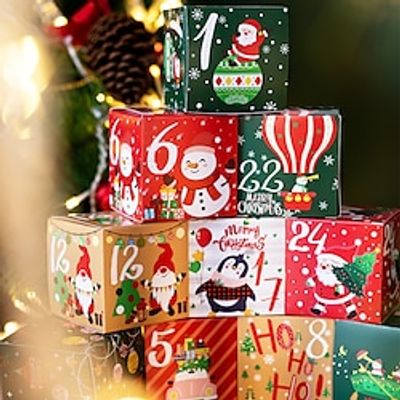 24pcsset Christmas Gift Box Christmas Advent Calendar Candy Box Paper Box Digital Christmas Gift Boxes. Lightinthebox