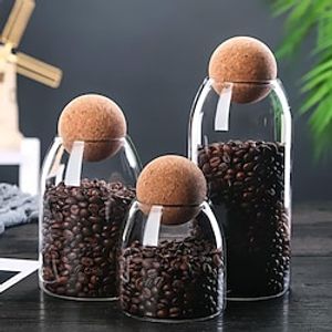 Glass storage jars, tea jars, sealed cork glass jars, coffee beans, dried fruit storage jars miniinthebox