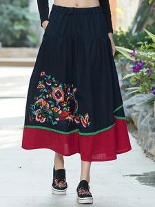 Vintage A-Line Stitching Color Skirt