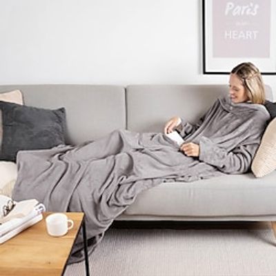 Lazy People Keep Warm in Autumn and Winter, Thick Flannel Sleepwear at Home, Wearing Close Fitting Blankets with Sleeves and Foot Covers Lightinthebox
