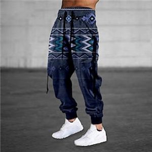 Men's Sweatpants Joggers Trousers Drawstring Elastic Waist 3D Print Graphic Prints Comfort Sports Outdoor Casual Daily Cotton Blend Boho Streetwear Blue Brown Micro-elastic Lightinthebox