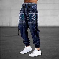 Men's Sweatpants Joggers Trousers Drawstring Elastic Waist 3D Print Graphic Prints Comfort Sports Outdoor Casual Daily Cotton Blend Boho Streetwear Blue Brown Micro-elastic Lightinthebox - thumbnail