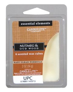 Candle Lite Essential Essential Elements Wax Cubes 2Oz 6 Piece Nutmeg & Oud Wood