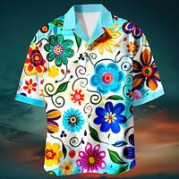 Floral Print Fashion Designer Casual Men's Shirt Summer Hawaiian Shirt Graphic Shirt Outdoor Street Causal Summer Spring Cuban Collar Blue Purple Green S M L Shirt Lightinthebox