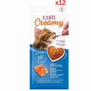 Catit Creamy Lickable Treats - Salmon & Prawns - 12 Pack