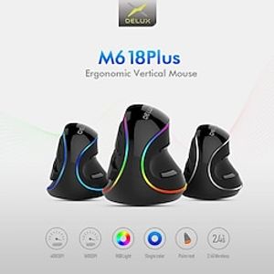 M618 PLUS Ergonomics Vertical Gaming Mouse 6 Buttons 4000 DPI RGB Wired/Wireless Right Hand Mice For PC Laptop Computer miniinthebox