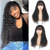 Water Wave Wig Loose Curly Human Hair Wigs With bangs For Women 150% Density Scalp Top Full Machine Wig Curly None Lace Front Wigs Human Hair Wet and Wavy Wigs Lightinthebox