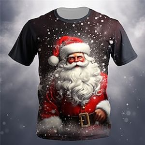 Graphic Santa Claus Snowflake Daily Designer Retro Vintage Men's 3D Print T shirt Tee Sports Outdoor Holiday Going out Christmas T shirt Blue Dark Gray Gray Short Sleeve Crew Neck Shirt Spring miniinthebox