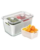 Homesmiths Large Fridge Storage Container with Double Layer Fruit Basket