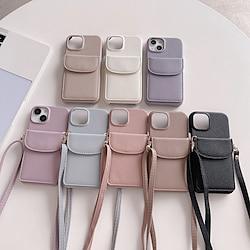 Phone Case For iPhone 15 Pro Max Plus iPhone 14 13 12 11 Pro Max Plus Mini SE Wallet Case with Lanyard Card Slot Shockproof Retro PC PU Leather Lightinthebox