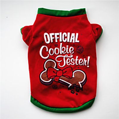 Dog Cat Shirt / T-Shirt Christmas Costume Christmas Cute Sweet Christmas Casual / Daily Winter Dog Clothes Puppy Clothes Dog Outfits Warm Red / Green Costume for Girl and Boy Dog Cotton XS S M L miniinthebox