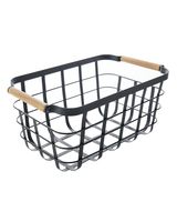 Little Storage Basket with Wooden Handle Black