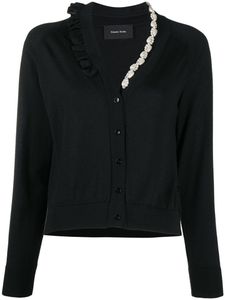 Asymmetric Pearl Embellished Cardigan