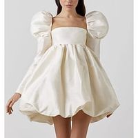 Ball Gown Homecoming Dresses Little White Dresses Dress Cocktail Party Short  Mini Long Sleeve Square Neck Satin with Strappy 2023 Lightinthebox - thumbnail