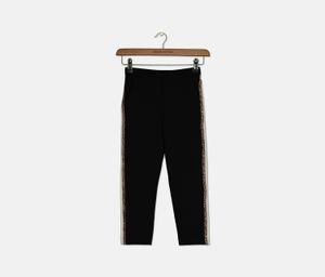 Kids Girls With Leopard Print On Side Pants  Black