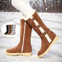 Women's Boots Snow Boots Waterproof Boots Plus Size Outdoor Work Daily Fleece Lined Knee High Boots Mid Calf Boots Platform Elegant Vintage Fashion Suede Black Light Grey Brown miniinthebox