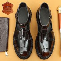 Men's Sandals Leather Shoes Fishermen sandals Leather Italian Full-Grain Cowhide Breathable Comfortable Slip Resistant Lace-up Black Coffee Lightinthebox