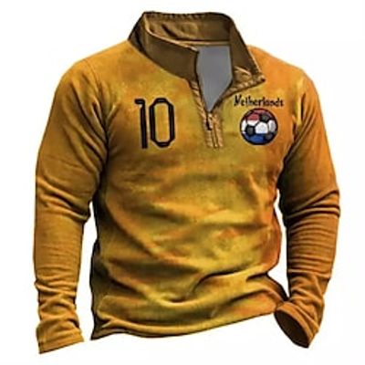 Men's Zip Up Sweatshirt Pullover Quarter Zipper Sweatshirt Brown Half Zip Letter Graphic Prints Zipper Print Daily Sports 3D Print Basic Designer Casual Spring   Fall Clothing Apparel Hoodies Lightinthebox