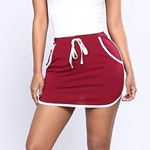 Women's Skirt Mini Polyester Black Wine Skirts Pocket Drawstring Fashion Casual Daily S M L Lightinthebox