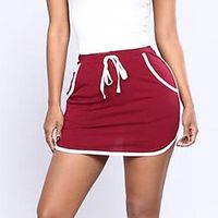 Women's Skirt Mini Polyester Black Wine Skirts Pocket Drawstring Fashion Casual Daily S M L Lightinthebox - thumbnail