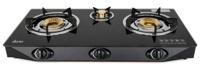 Ikon Cook Top 3 Burner Gas Stove, Black - 3-N5-M75