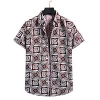 Men's Shirt Other Prints Geometry Print Short Sleeve Casual Tops Hawaiian Black Wine miniinthebox - thumbnail