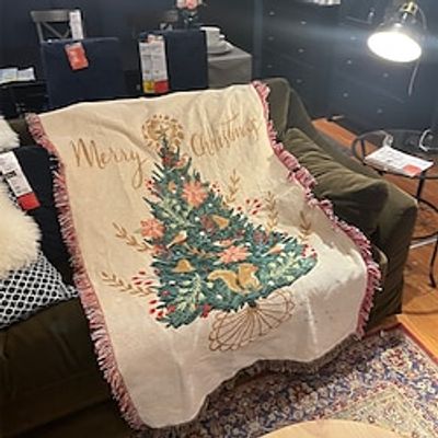 Aesthetic Christmas Blanket, Christmas Tree Design Red Cute Throw Fleece Blanket Lightinthebox