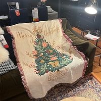 Aesthetic Christmas Blanket, Christmas Tree Design Red Cute Throw Fleece Blanket Lightinthebox - thumbnail