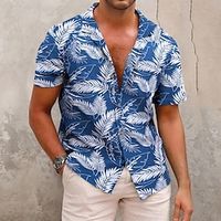 Leaf Hawaiian Resort Men's Shirt Button Up Shirt Casual Shirt Daily Wear Vacation Going out Spring  Summer Camp Collar Short Sleeves White, Pink, Blue S, M, L Polyester Shirt Lightinthebox