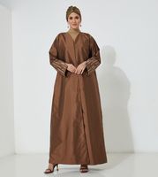 Moistreet Brown Victoria Satin Abaya (XS, S, M, L, XL, XXL)