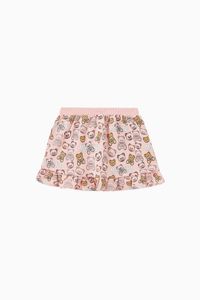 Bear Print Flared Skirt in Cotton